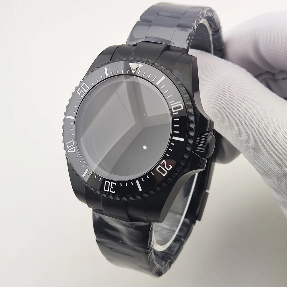 

Корпус для часов 43 мм, корпус nh35, сапфировое стекло, водостойкий, черный корпус 200 м, подходит для механизмов NH35 NH36 4R35 4R36 NH34 NH38 NH39