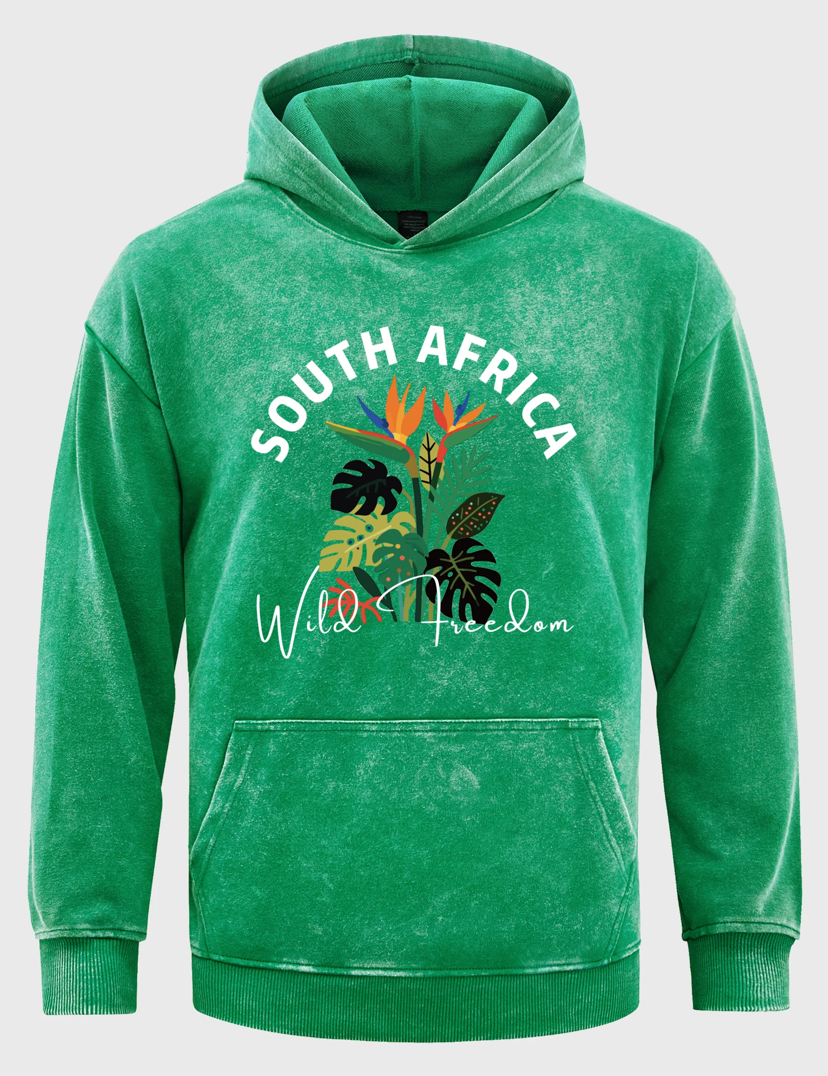 South Africa Wild Freedom Print Mens Washed Hoodie Fashion Cotton Pullovers Casual Vintage Hoody All-Match Loose Man Hoodies
