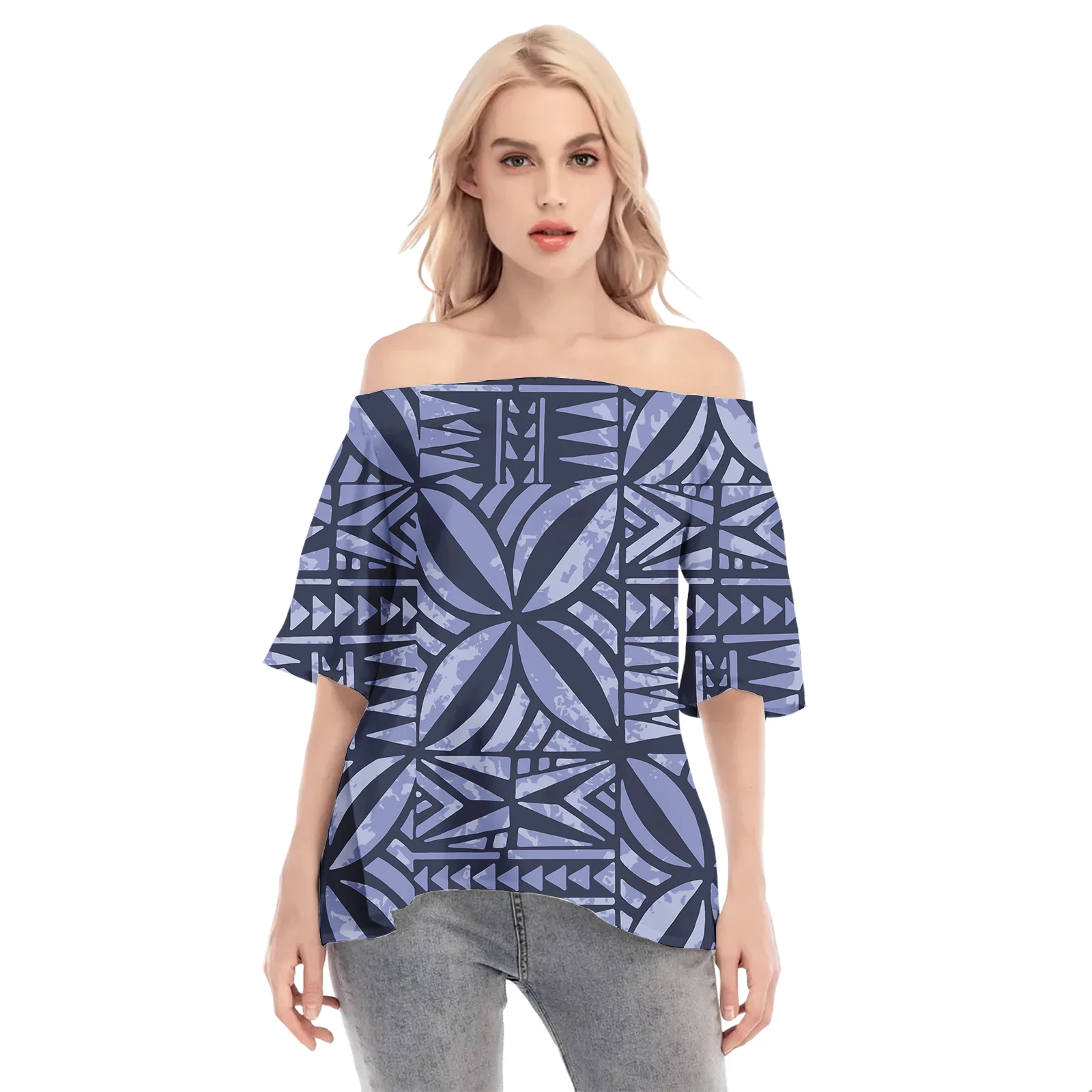 

Pacific Island Tribal Print Women's Blouses Elegant Ladies Tops Casual Polynesian Tapa Blouses and Shirts for Women