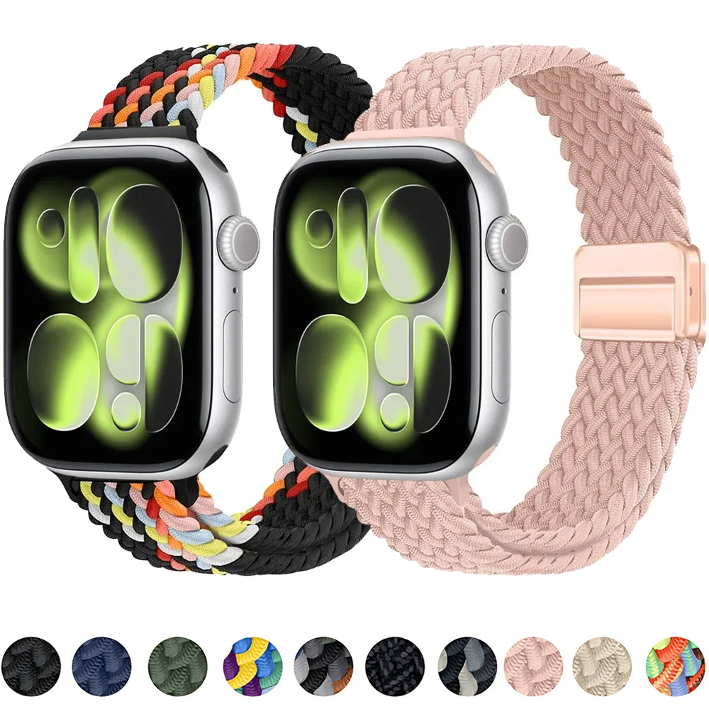 Geflochtenes Nylonarmband für Apple Watch Band 42mm 46mm 49mm 45mm 44mm 40 41mm Armband iWatch Series 11 10 Ultra 9 8 7 6 5 SE Correa