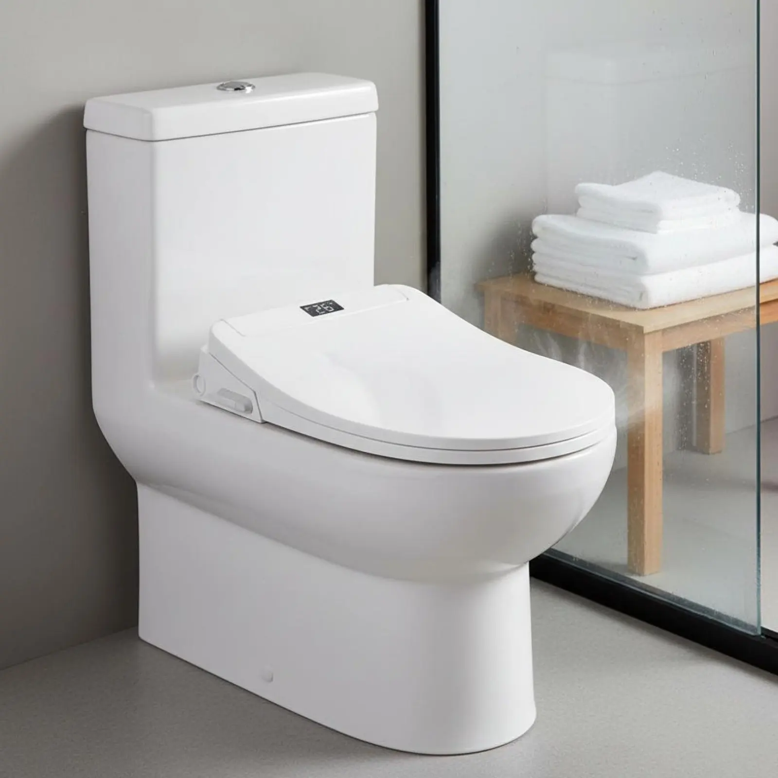 Smart Toilet Seat Drying Function Electric Bidet Seat Electric Toilet Cover Adjustable Temperature Bathroom Fixture Night Light
