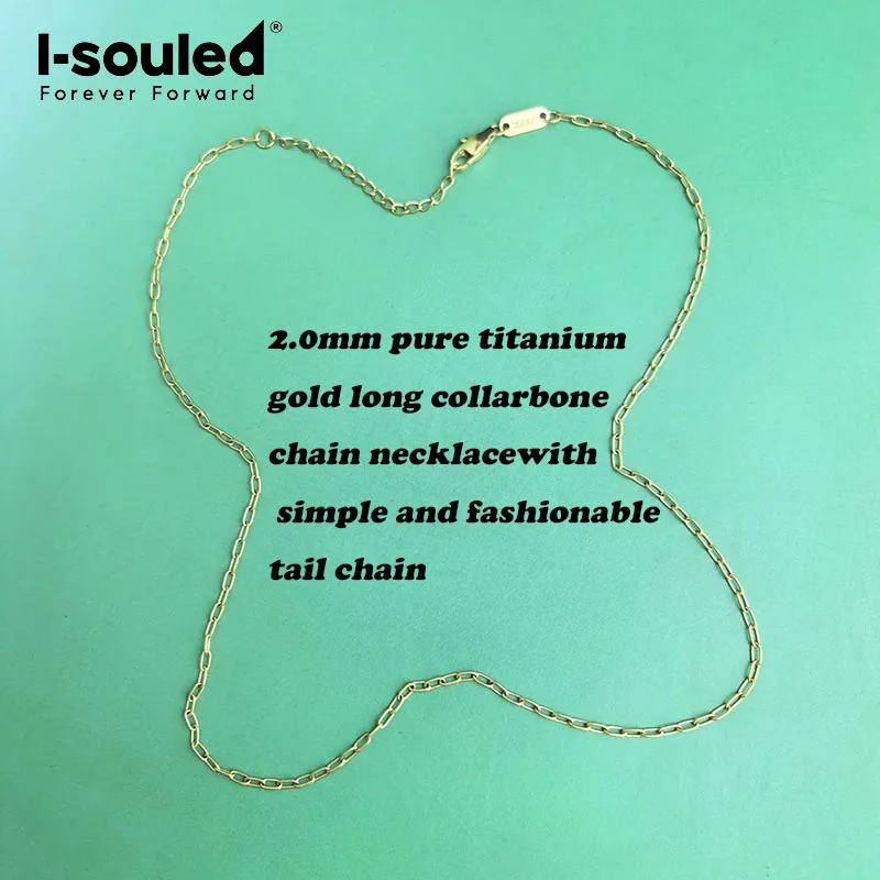 2.0mm pure titanium long collarbone chain necklace 47cm (with 5cm tail chain added) simple and fashionable