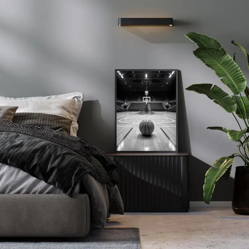 Black and White Sports Fitness Poster Playing Basketball Boxing Golf BMX Billiard Canvas Painting Wall Art Gym Room Home Decor