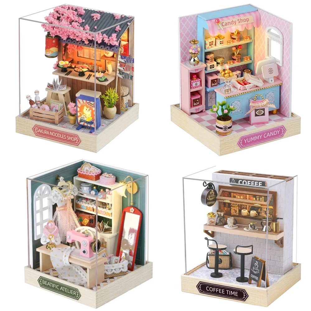 Mini Doll House DIY Small House Kit Handmade 3D Puzzle Assembly Model Building Room Bedroom Decoration Wooden Craft BirthdayGift