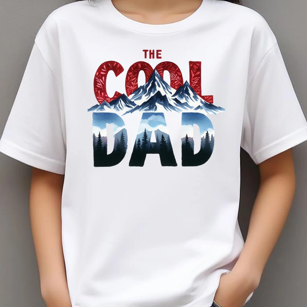The Cool Dad Snow Mountain Scenery Heat Transfer Patches For Clothes DIY A-Level Washable T-shirts Iron-on Thermal Stickers