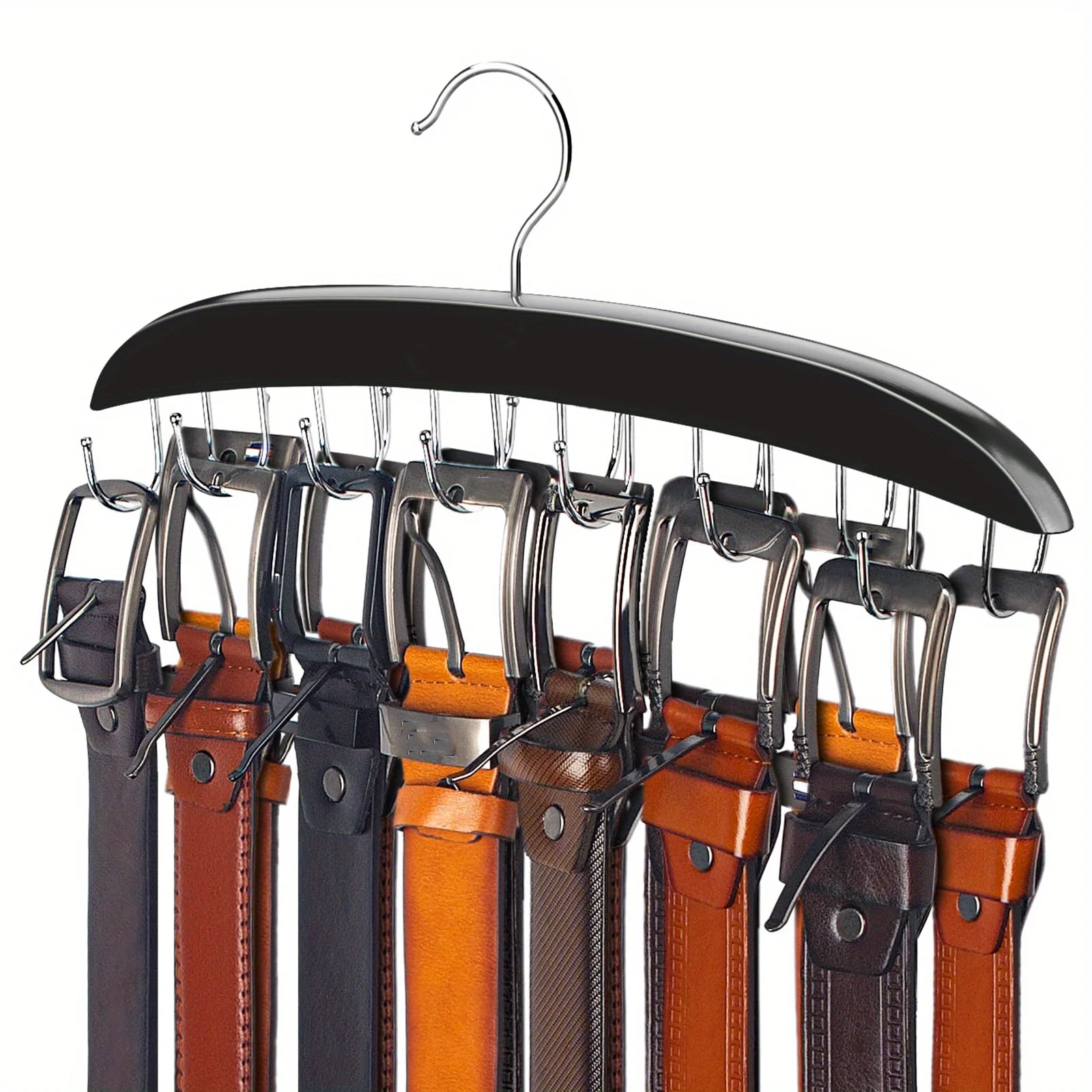 Belt Hanger 14 Hooks Belt Holder for Closet Wooden Tie/Belt Rack for Storage 360°Rotating Belts Organizer