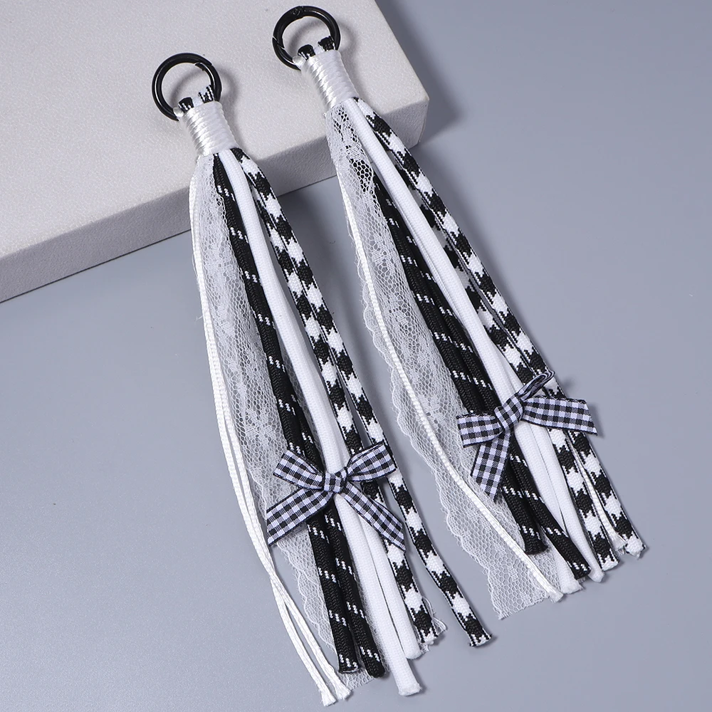 Lace Braided Lanyard Keychain with Bow Pendant