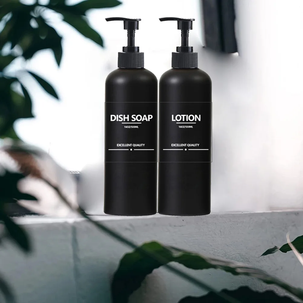 2/3 PCS 500ML Soap Dispenser Refillable Pump Bottle Bathroom Shampoo Shower Gel Body Wash Kitchen Liquid Container with 8 Label