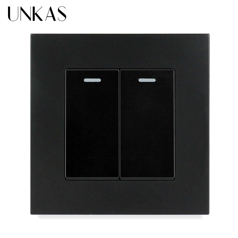 UNKAS Simple Style PC Plastic Panel 1 2 3 4 Gang 1 / 2 Way Wall Light Push Button Gray Light Switch 10A / 16A