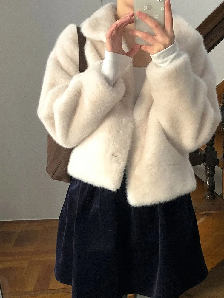 الشتاء ort جولة Ne فو المنك معطف المرأة الراقية رقيق الدافئة العصرية Jaet الكورية Sle فضفاضة تناسب ألياف البوليستر