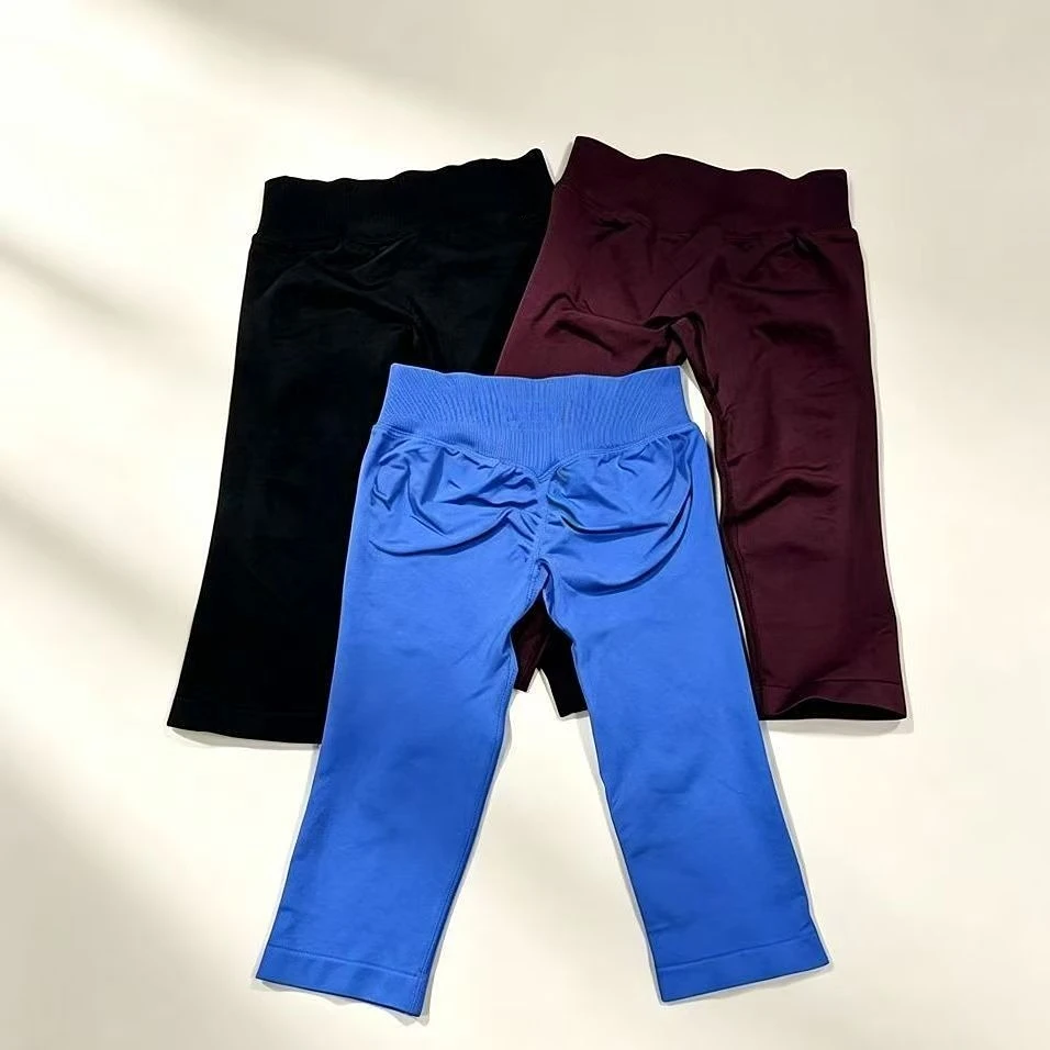 Pericic Nahtlose Yoga-Caprihose für Damen, Schnelltrocknend, Hohe Taille, Fitness-Cropped-Leggings, Sportbekleidung, Workout-Laufhose – Detail 7