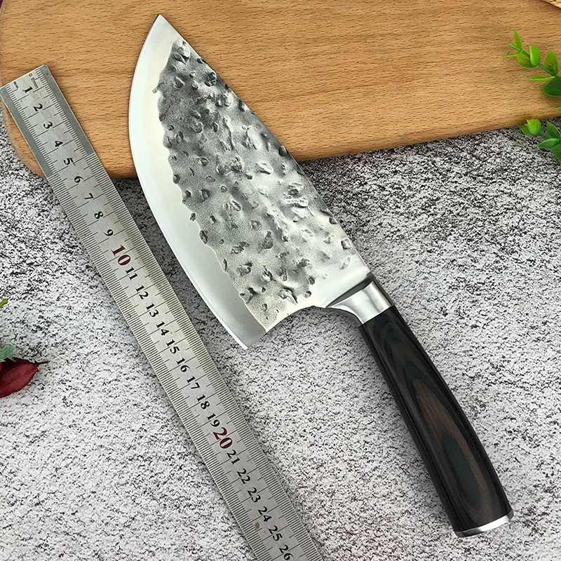 Butcher Chopper Knife 5Cr13mov Handmade Forged Kitchen Slicing Knife Sharp Slaughter Serbian Knife Color Wood Handle Cleaver