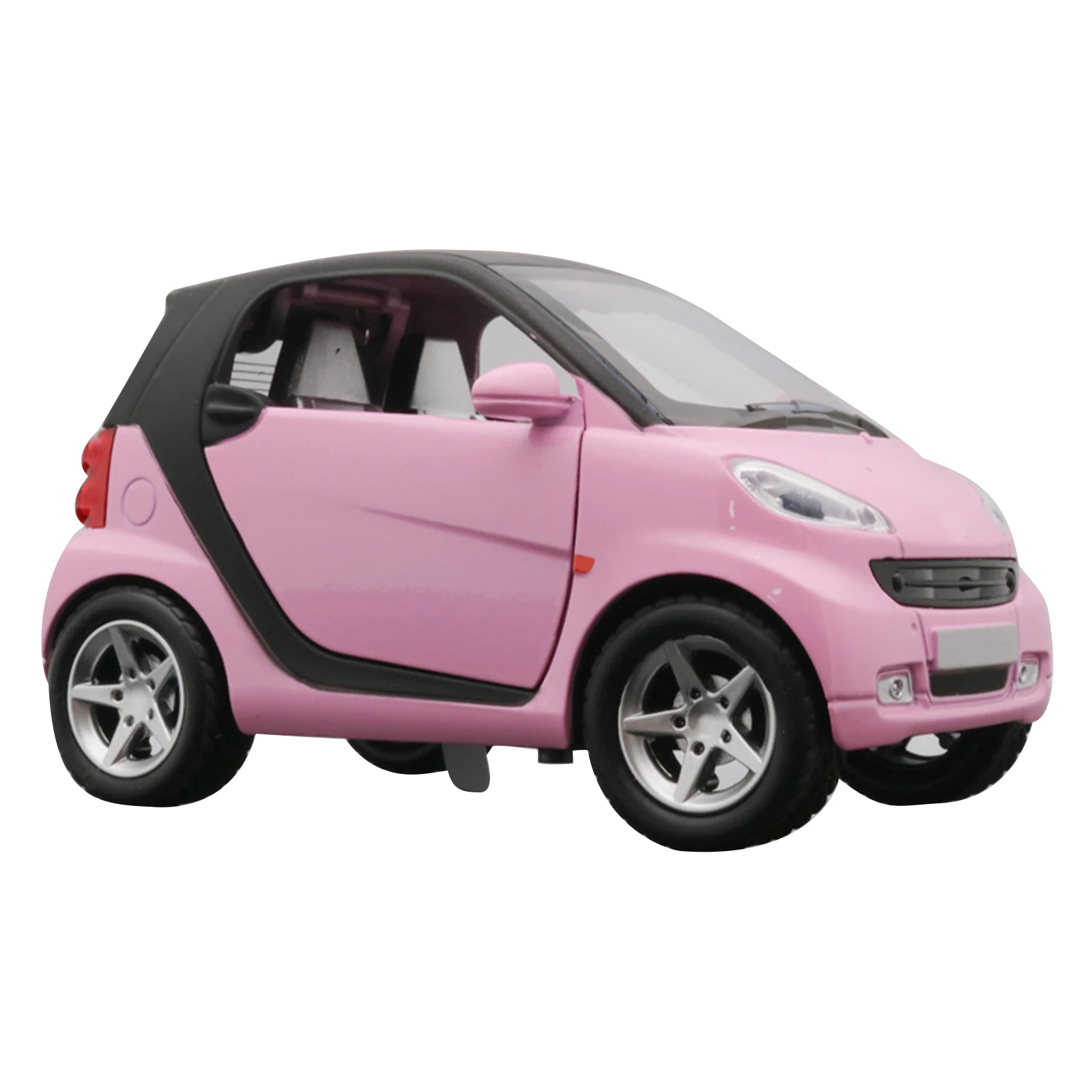 Rosa puxar para trás carro diecast modelo de carro brinquedo colecionável para 1/32 escala smart fortwo aniversário natal presente ano novo
