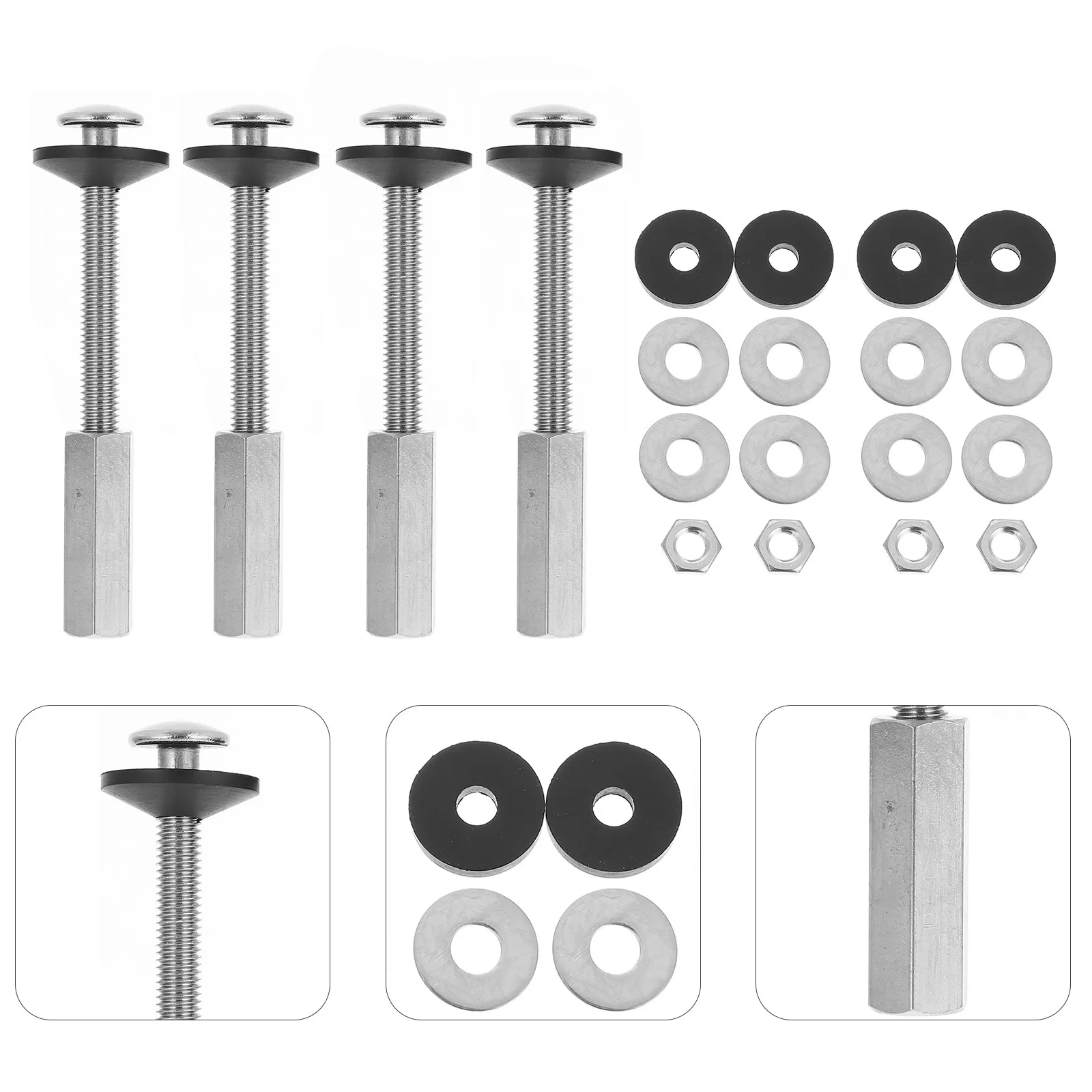 

4Pcs Heavy Duty Toilet Tank Screw Bolt Set Stainless Steel Rust Proof Tightening Fixing Kit for Toilet Bowl Mounting and Seat