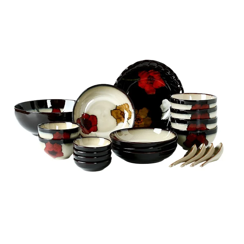 

*Japanese Creative Simple Retro Bowl And Chopstick Combination Ceramic Tableware Rice Bowl Vegetable Plate