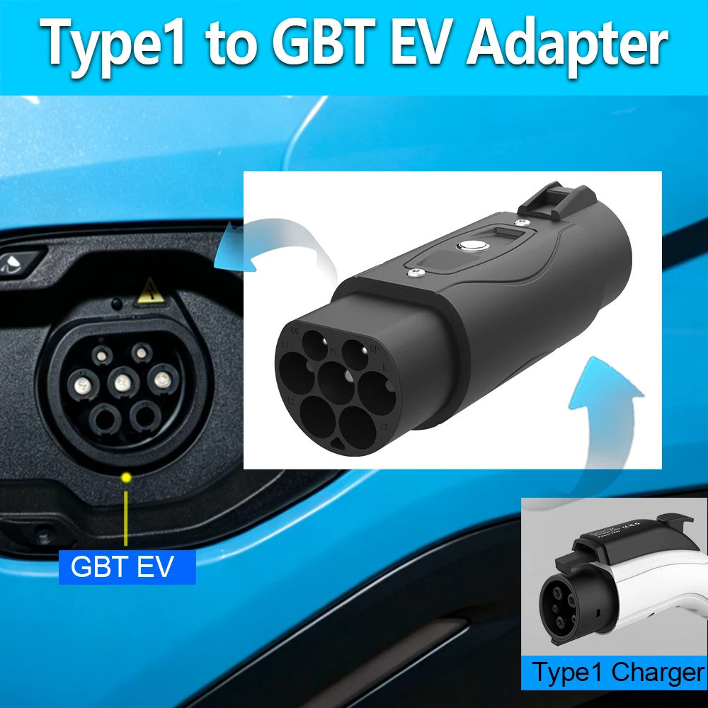 Unirise Type1 to GBT Ev Adapter 32A 7kw For J1772 Type 1 Charger Connector Compatible with Electric car GB/T Charging Conventor