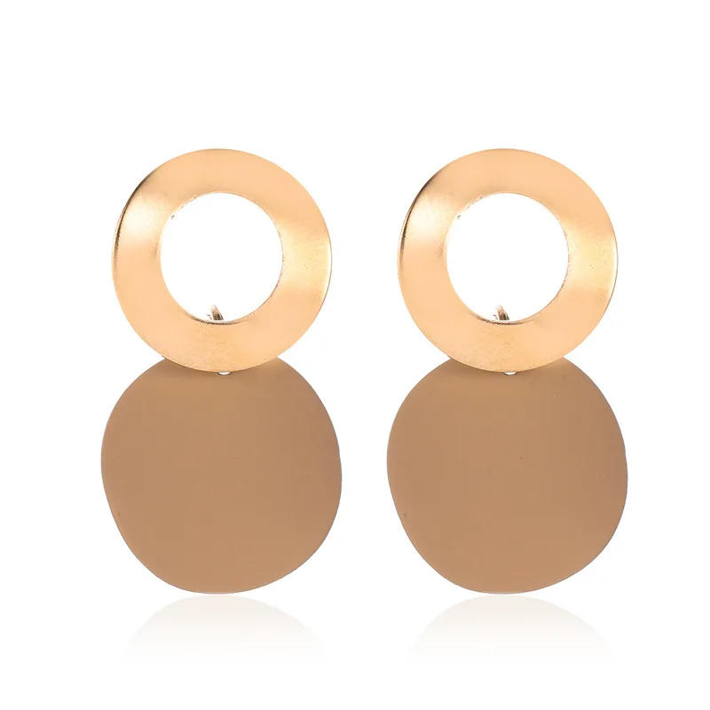 Korean Fashion Geometric Earrings Simple Round Pendant Earrings Irregular Personality Eardrop For Women Ear Ornaments