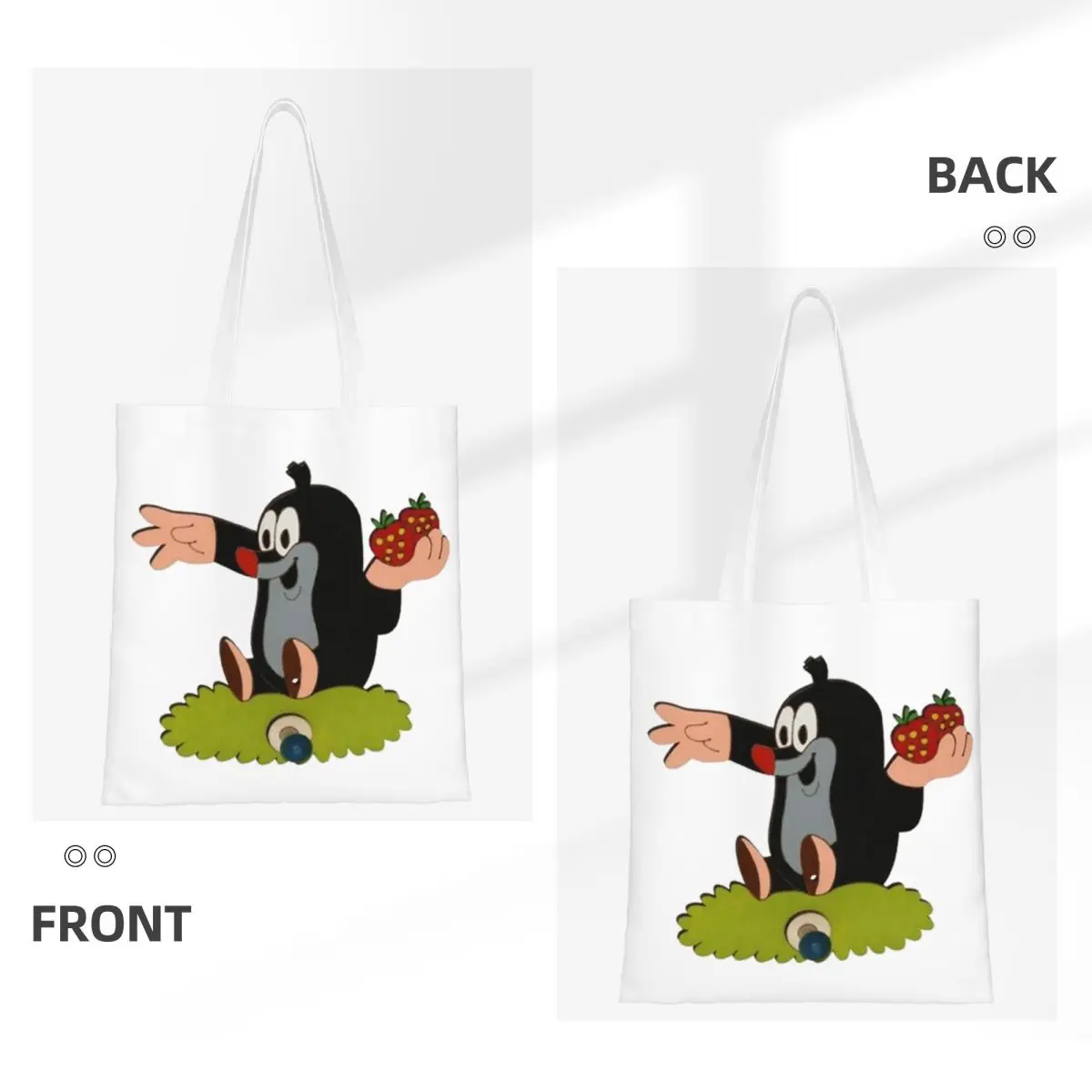 Mole Happy Krtek Shopping Bags Reusable Canvas The Tote Bag Women Shoulder Tote Travel Handbag