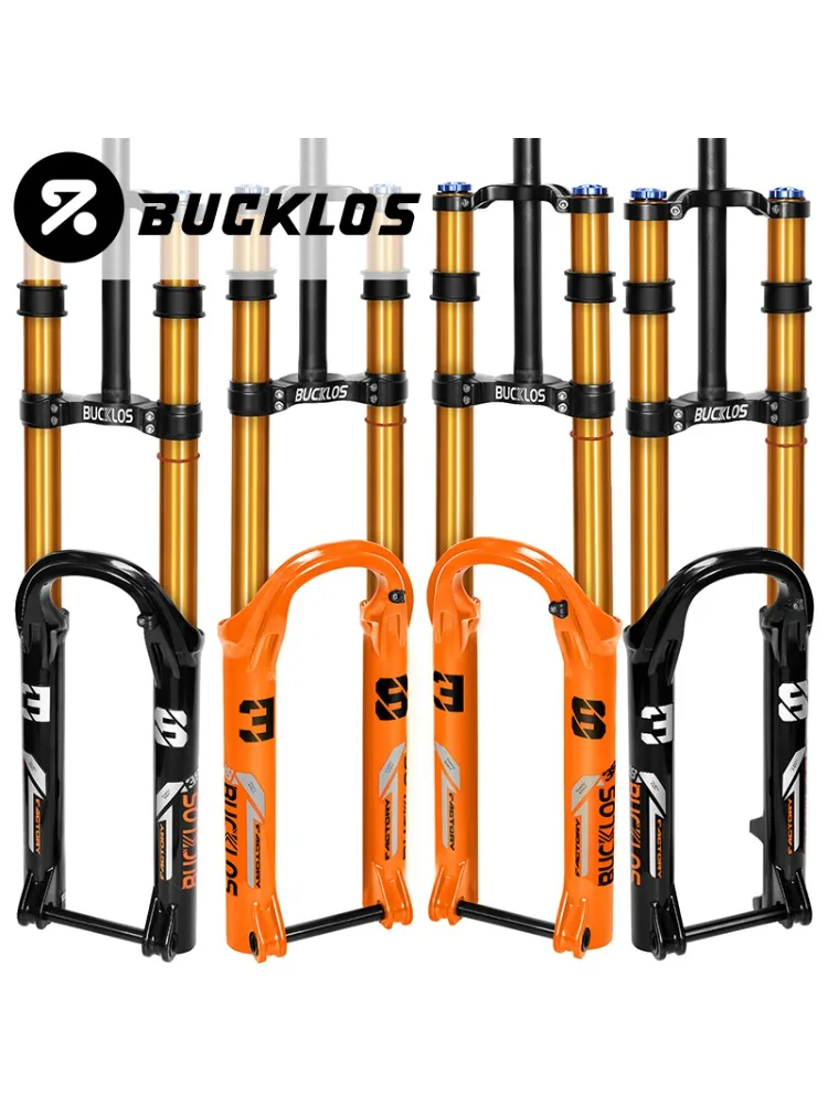 AliExpress BUCKLOS Boost Bike Suspension Fork Dual Crown 27.5/29inch MTB Air Fork Travel 180mm 15x110mm TA Bicycle Fork Cycling Parts