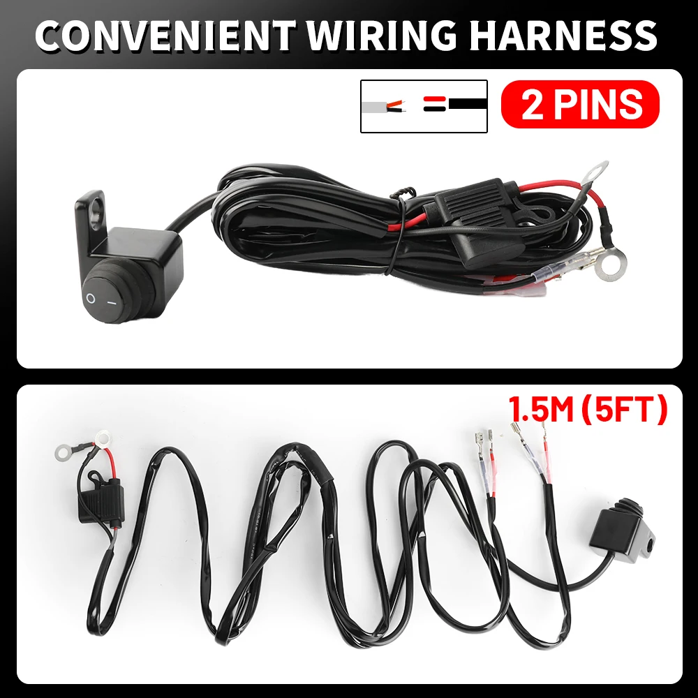 1.5M Wiring Harness with Switch for LED Work Light for Two Lamps, Wire, Cable