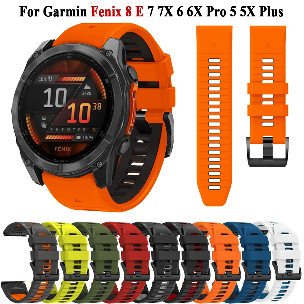 Quickfit pulseira esportiva de silicone para garmin fenix 8 e 7 6x 6 pro solar 5 5x plus epix pro pulseira de relógio 26mm 22mm