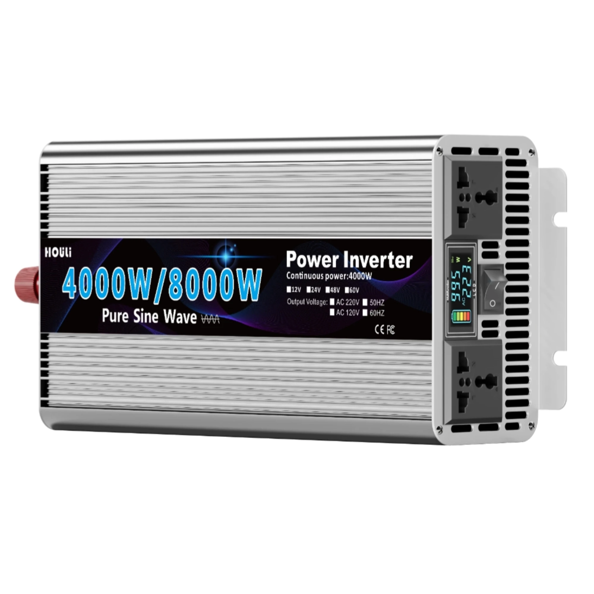 

HOULI 2000W~8000W Pure Sine Wave Inverter | 12V/24V DC To 220V AC Converter For Car RV Solar System