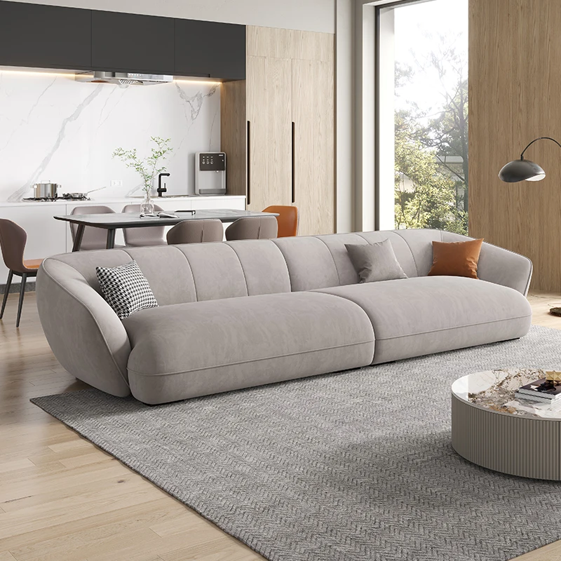 MM fabric sofa living room Nordic small apartment simple modern inline wabi sabi flannel cream style sofa