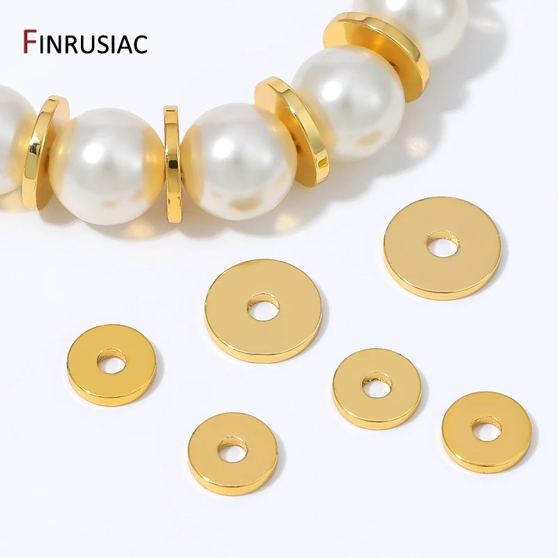 18K Gold Plated Brass Flat Disc Spacer Beads, Metal Bead Separators For DIY Bracelet Necklace Pearl Jewelry Making Findings view 6