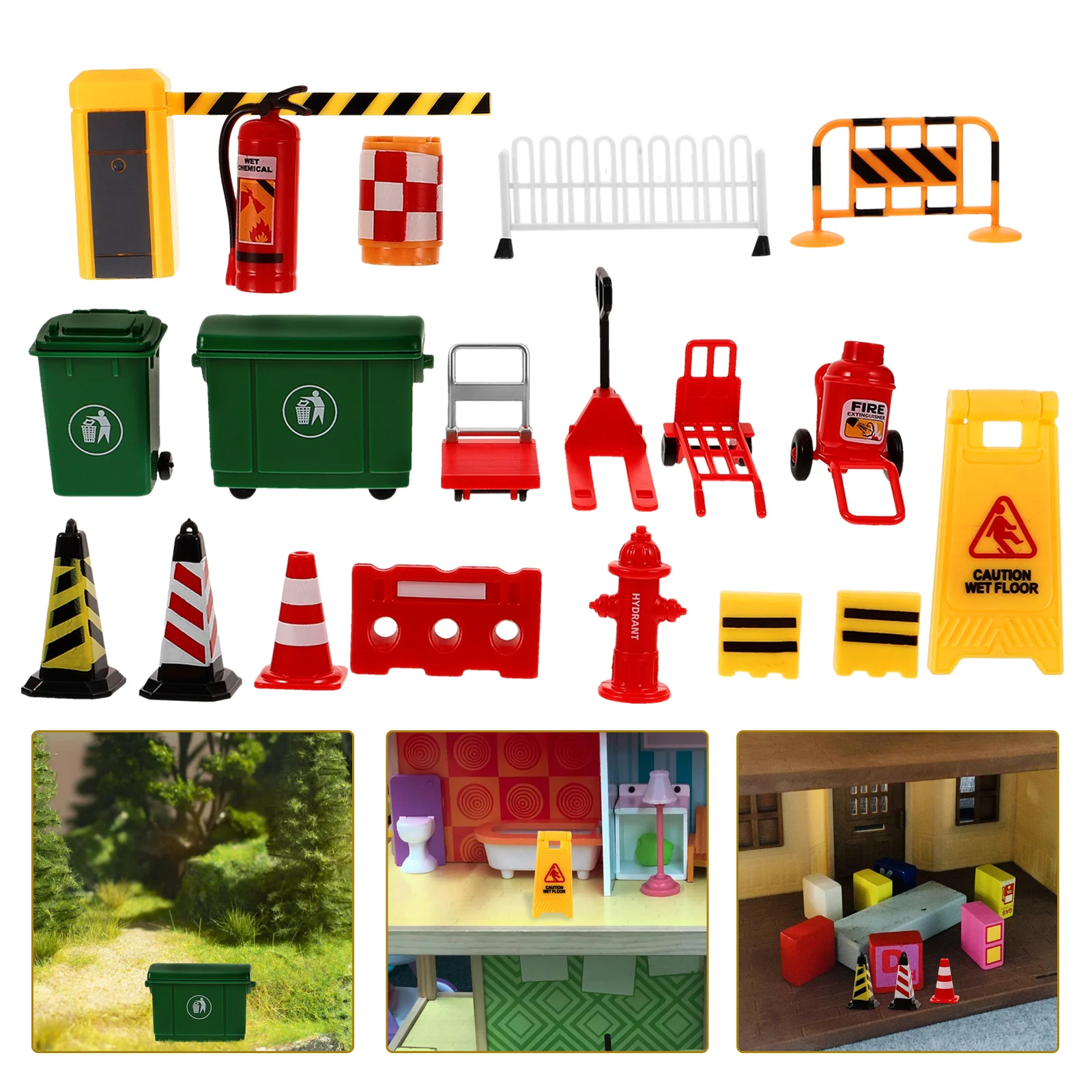 

19 Pcs Miniature Model Road Signs Kids Toys Cones Models Scene Children Plastic Compact Size Lightweight Easy Storage