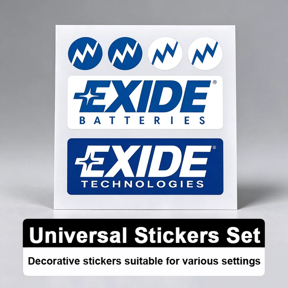 Auto Battery Themed EXIDE Reflective Stickers Waterproof PVC Decals for Tool Box Laptop Flat Surface DIY Decoration