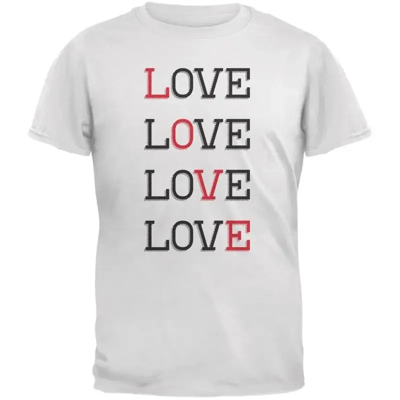 Valentines Day All About Love White Adult T Shirt
