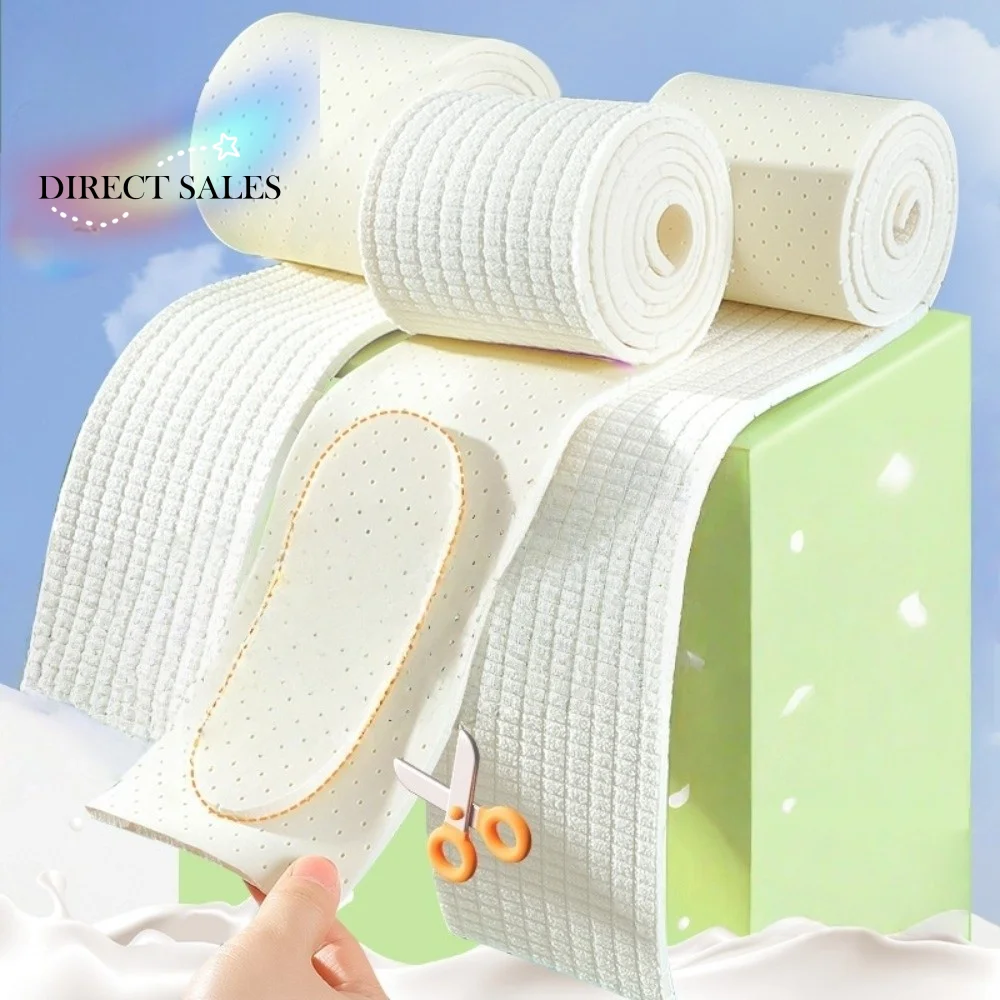 2 Rolls Breathable 1.5m DIY Latex Insoles Comfortable Odor-proof Self-cut Insoles Sweat-Absorbing Shock Absorption