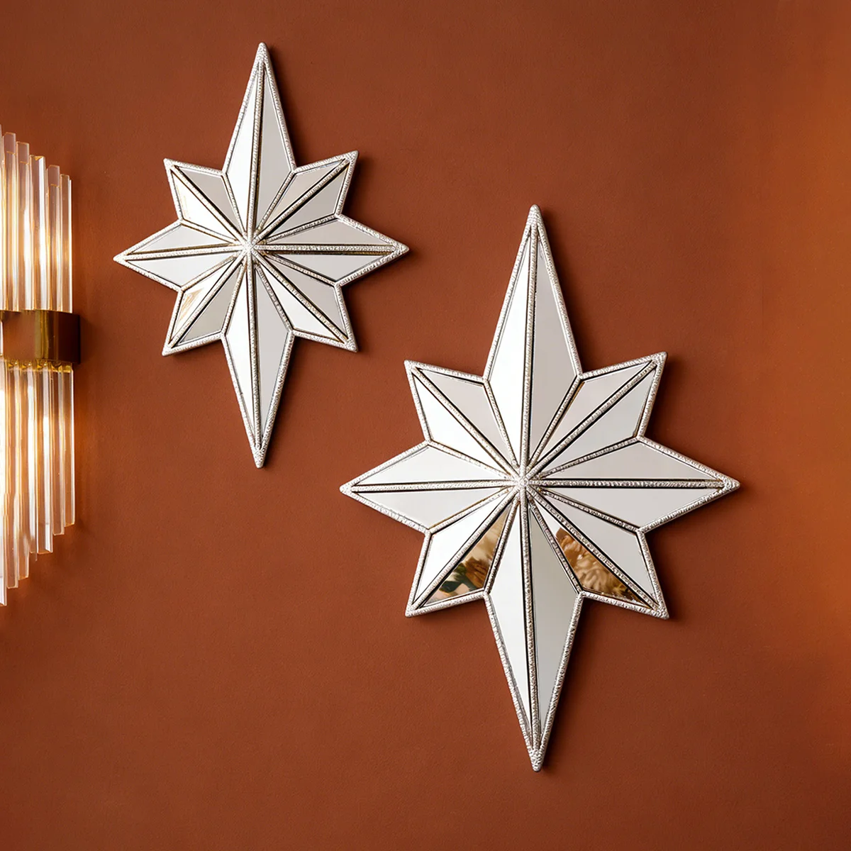 1PC, Creative Resin Material Octagonal Star-Shaped Mirror Decoration Craft Wall Hanging