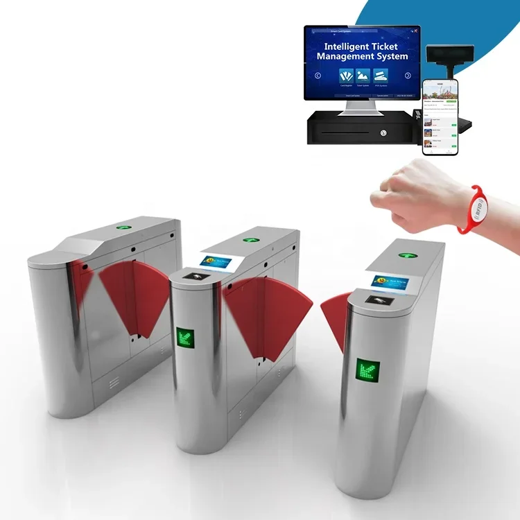 Tickets pos system admission control solution checking face tickets qr code flap barrier in attraction park