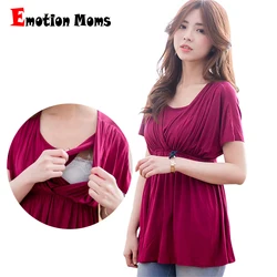 Emotion Moms Maternity Lactation Top Breastfeeding Tee Plus Size Soft Stretchy Pregnancy Clothes Nursing T-shirt