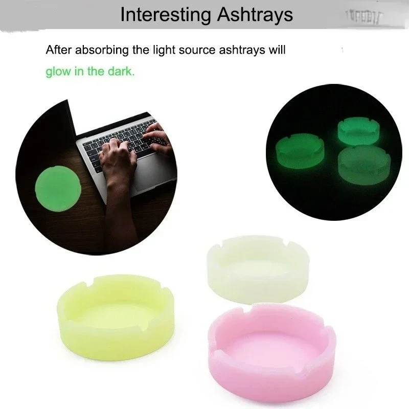 R&R Luminous Silicone Ashtray Portable High Temperature Heat Resistant Round Design Ashtray Anti-Scalding Smoking Accessories