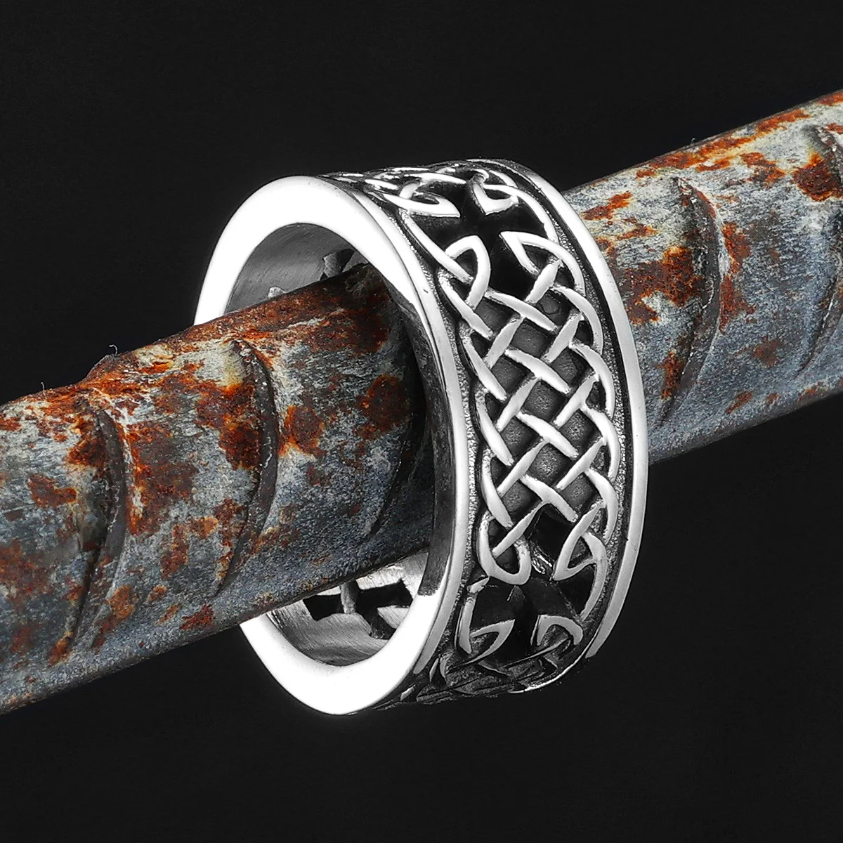 Viking Celtic Knot Ring Cross Stainless Steel Men Rings Hollow Punk Retro for Male Rider Jewelry Accessories Gift Dropshipping