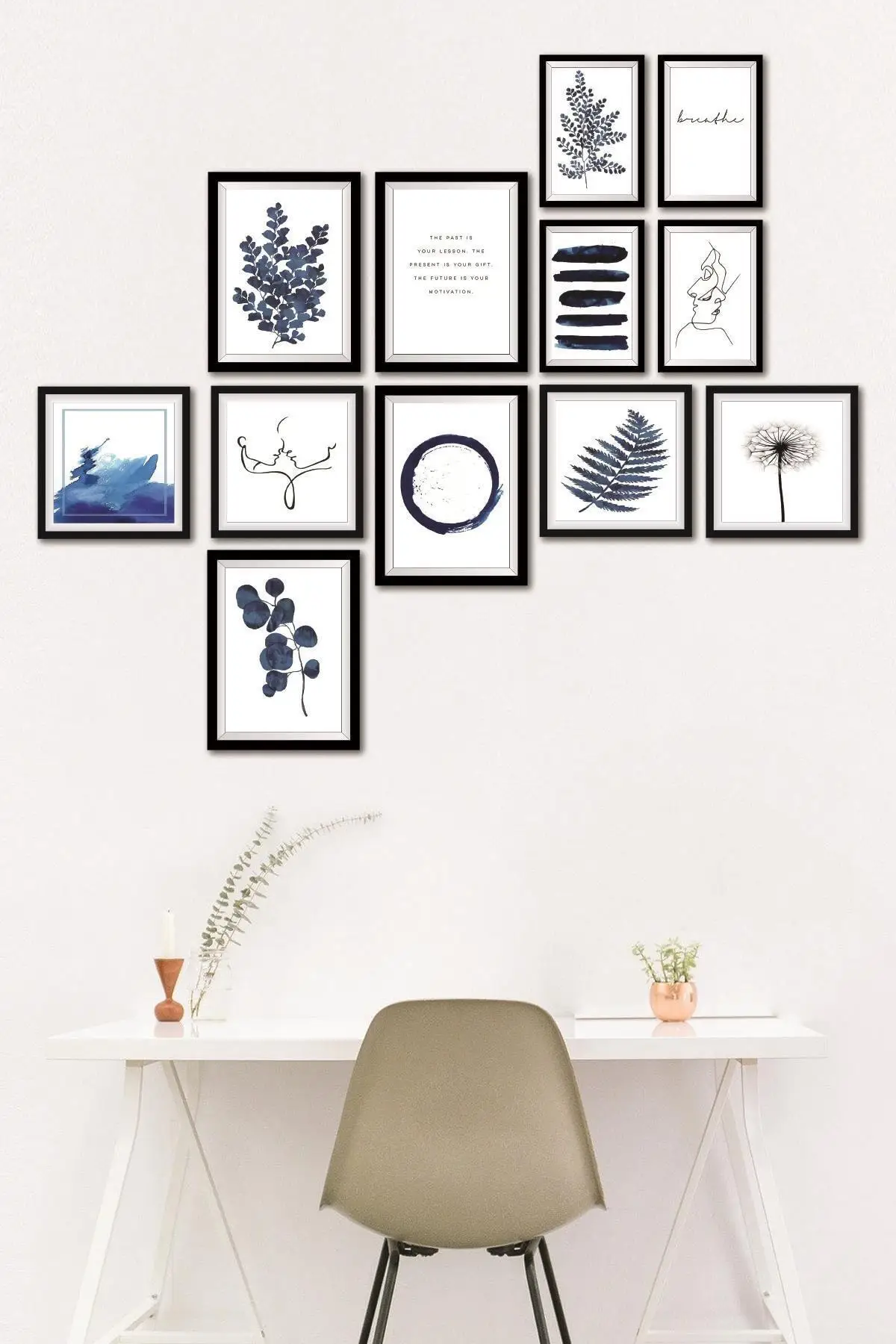 12 piece bird paper wall poster table set frame look
