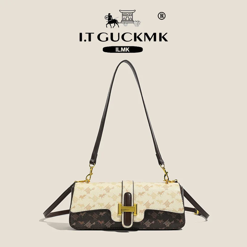 Retro bag women's niche design high-end printed small square bag versatile messenger shoulder bag
