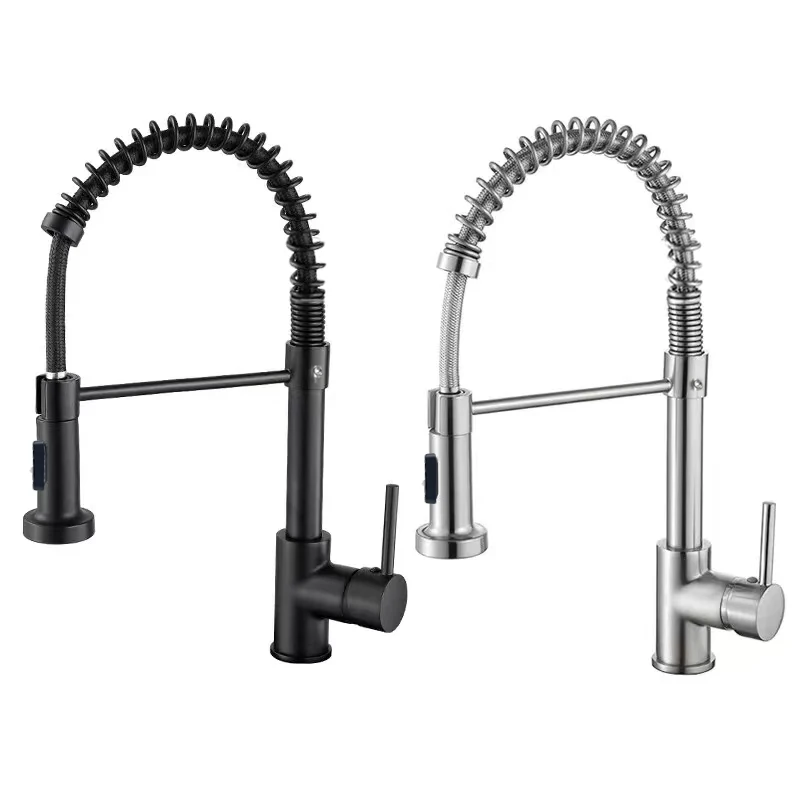 Baokemo Kitchen Pull Down Spring Sink Faucet 360 Rotation Hot Cold Mixer Tap