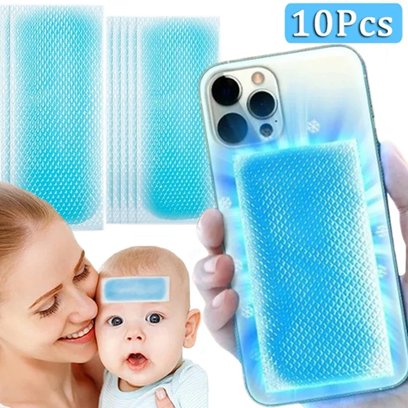 5-1Pairs Phone Cooling Patch Fever Cooling Patches Lower Temperature Ice Gel Hydrogel Cooling Gel Patch for Baby Adult Gel Patch