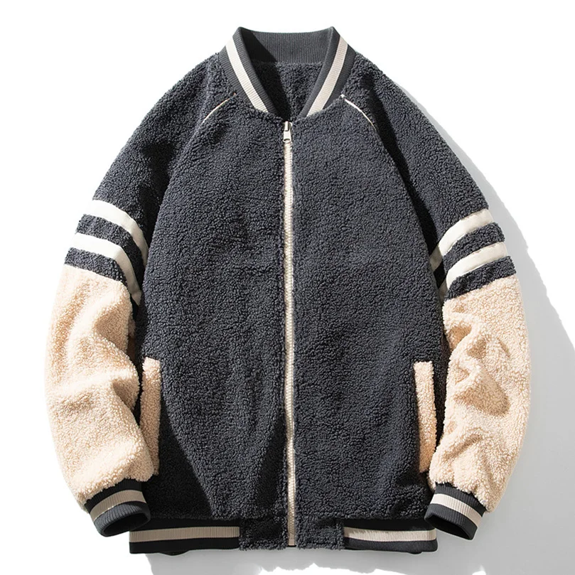 

Мужская куртка Teddy из кашемира с пэчворком, весенне-осеннее теплое бейсбольное пальто оверсайз, винтажная мужская одежда, модная уличная одежда