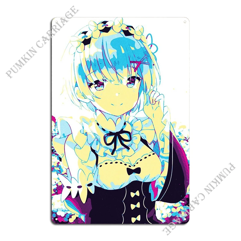 Rem Re Zero Metal Plaque Poster Rusty Painting Designing Garage Tin Sign Poster