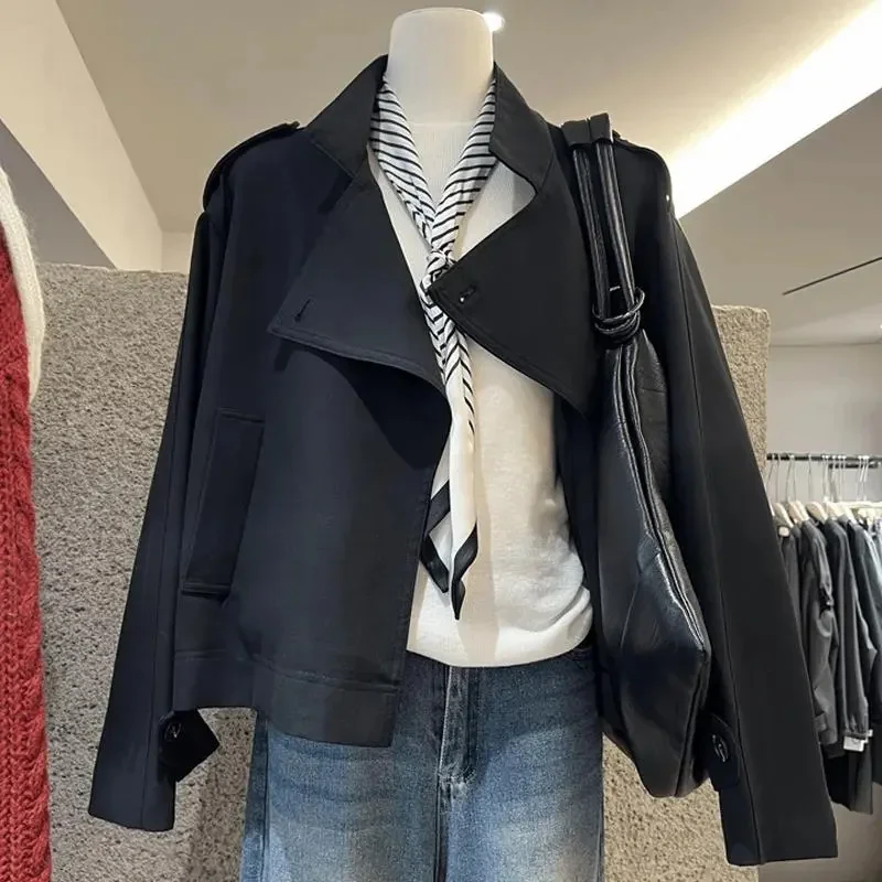 

Korean Elegant Chic All-match Women Windbreaker Jacket Casual Ladies Outerwear Tops 2025 New Spring Autumn Trench Coat Female