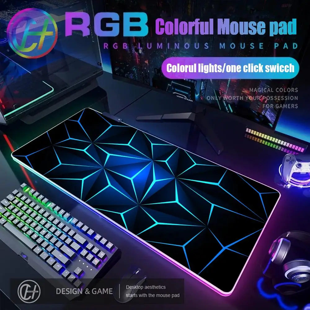 HYBXAXC RGB Gaming Mouse Pad with LED Light - XXL Desk Mat HD Print Science And Technology Theme for Gamers