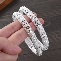 Dubai Bangles For Women Middle East Silver Color Ethiopian Saudi Arab Bracelet Wedding Bride Jewelery African Birthday Gift