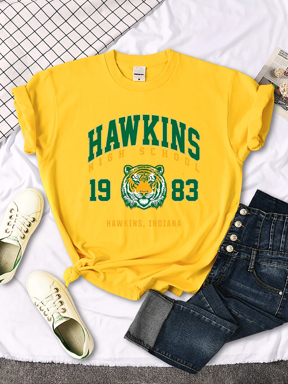 Hawkins High School 1983 Printed Women T-Shirt New Harajuku Tee Shirts Street Fashion Streetwear Casual Crewneck Clothing