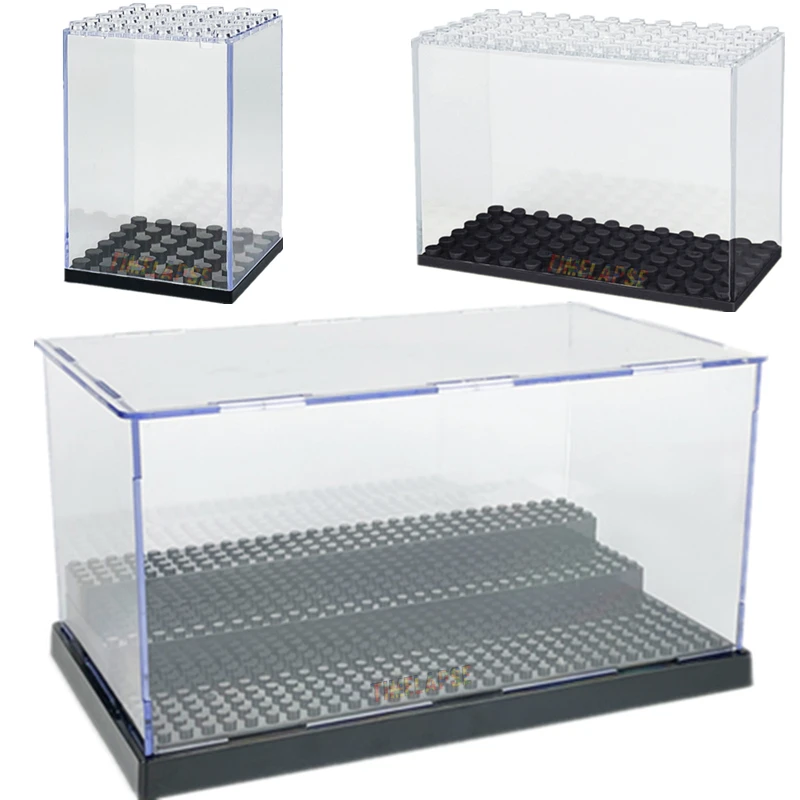 Display Box Container Dustproof Transparent Cover Accessory Base Set City DIY Model Building Blocks Bricks