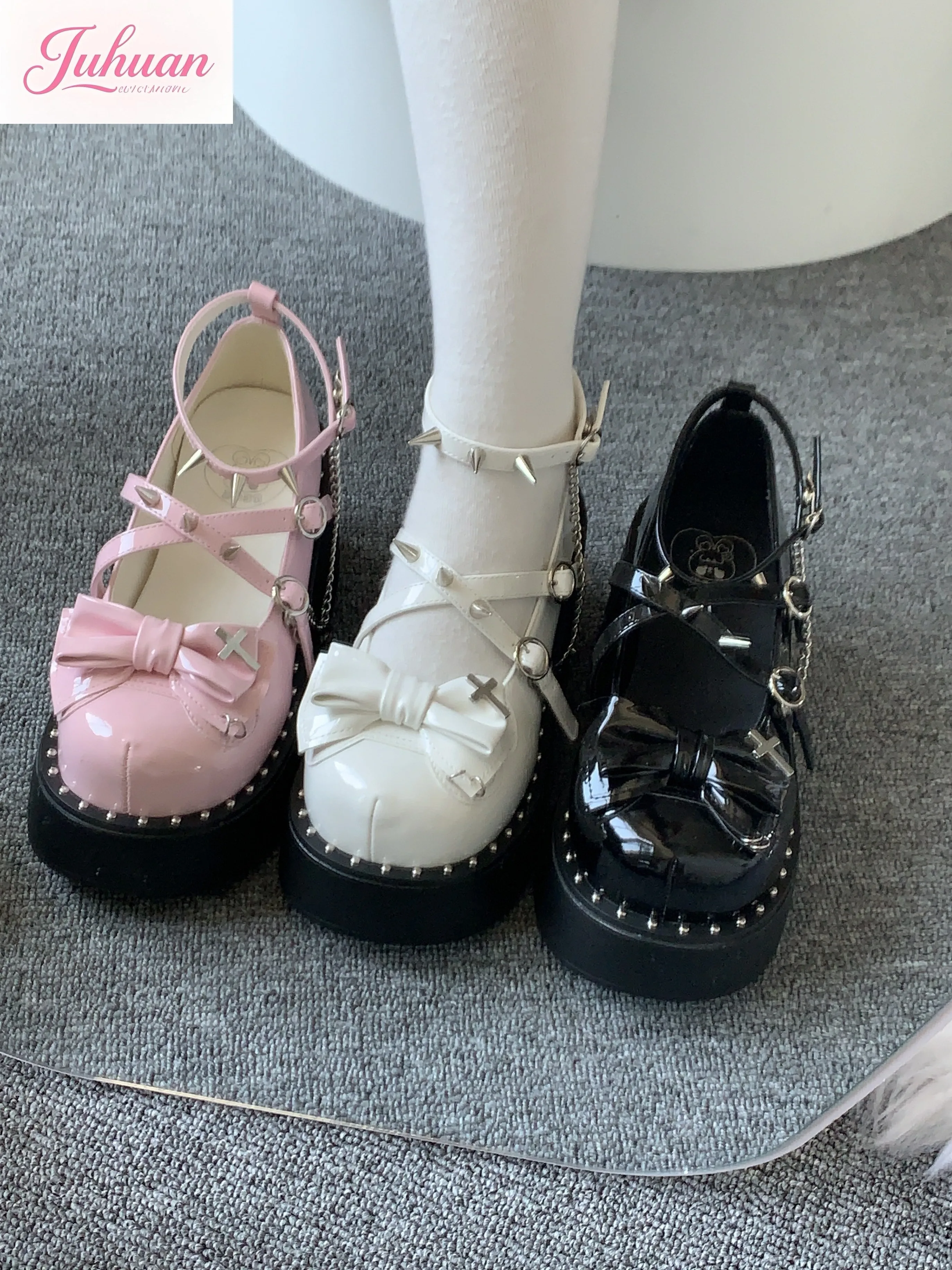 

Japanese Bow Willow Women's Muffin Single Shoes Dark Yabi Platform Punk Style Lolita Shoes Sweet Cool Girl Round Head High Heels