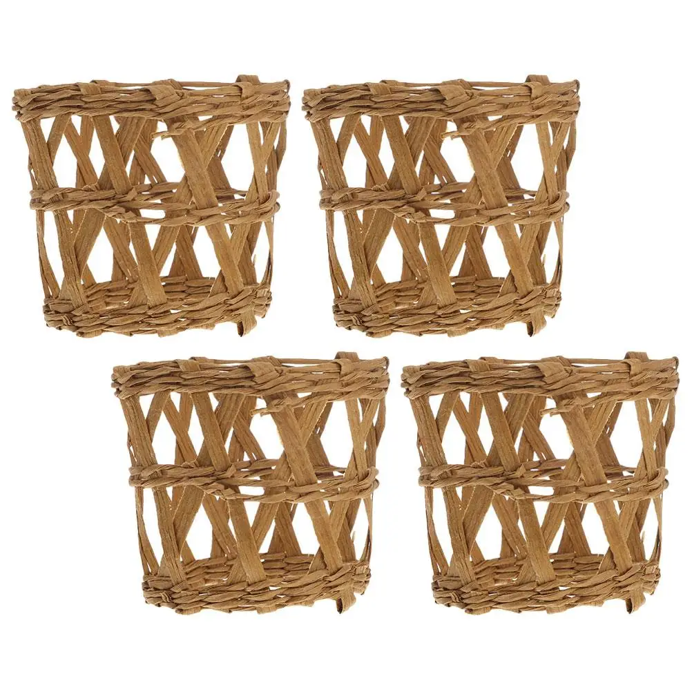 

4 Pcs Straw Cup Sleeves Delicate Weaving Heat Insulation Protective Covers Glass Bottle Vase Holder Non Slip Install